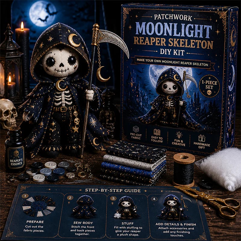 🎃 Patchwork Skeleton Witch Girl DIY Kit