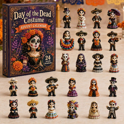 💀🌼24-Day Day of the Dead Collectible Countdown Calendar with 24 Unique Miniatures