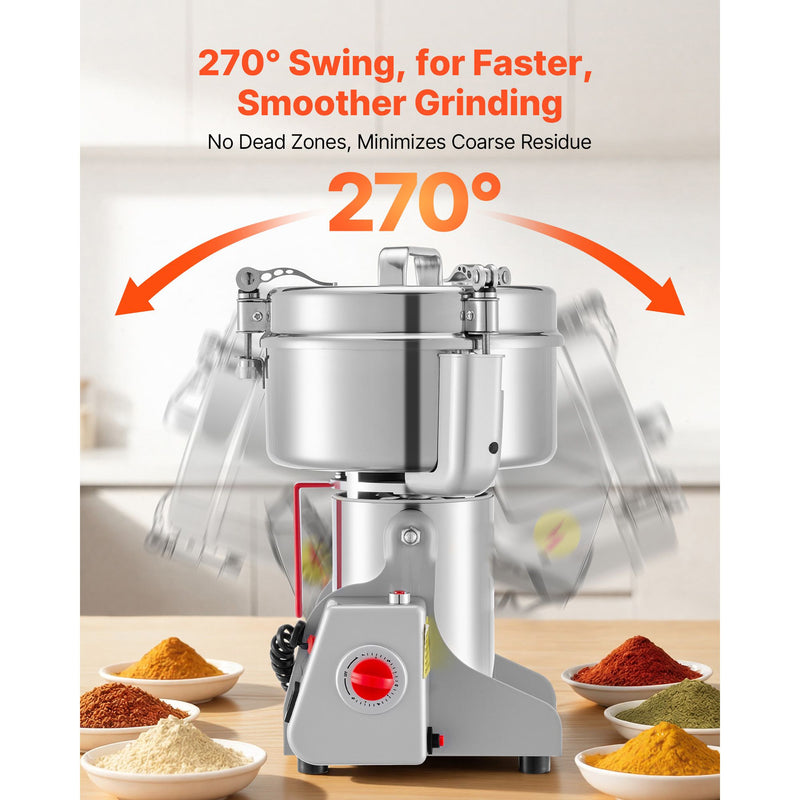 800g High-Speed Electric Grain Mill Grinder – Stainless Steel Spice & Herb Pulverizer