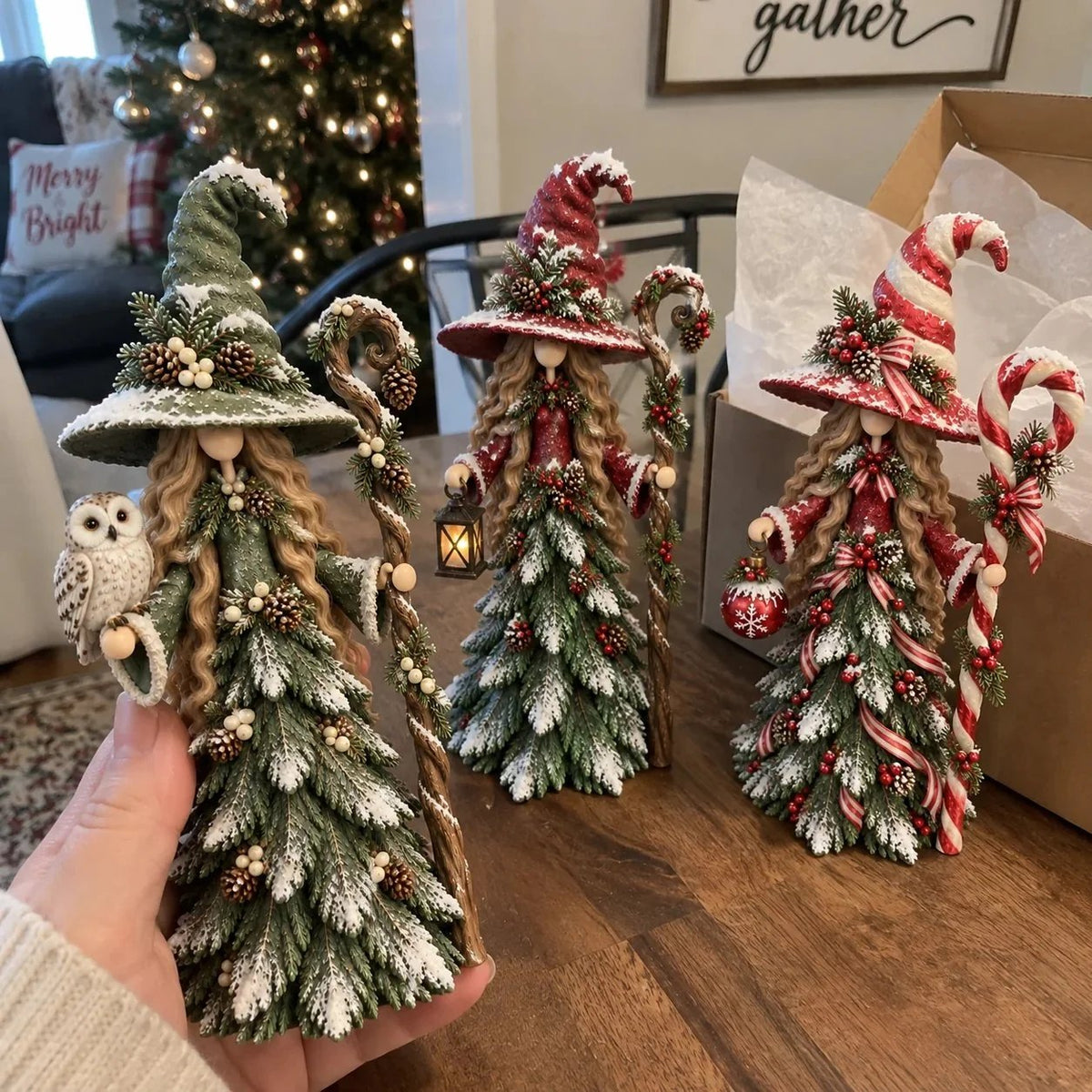 🧙Whimsical Christmas Witch Resin Figurine Collection🎅✨