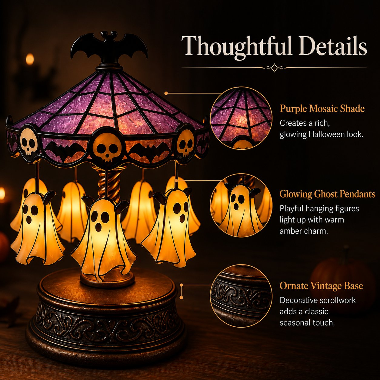 π» Ghostly Carousel Night Light β Add Magical Halloween Glow to Your Room π