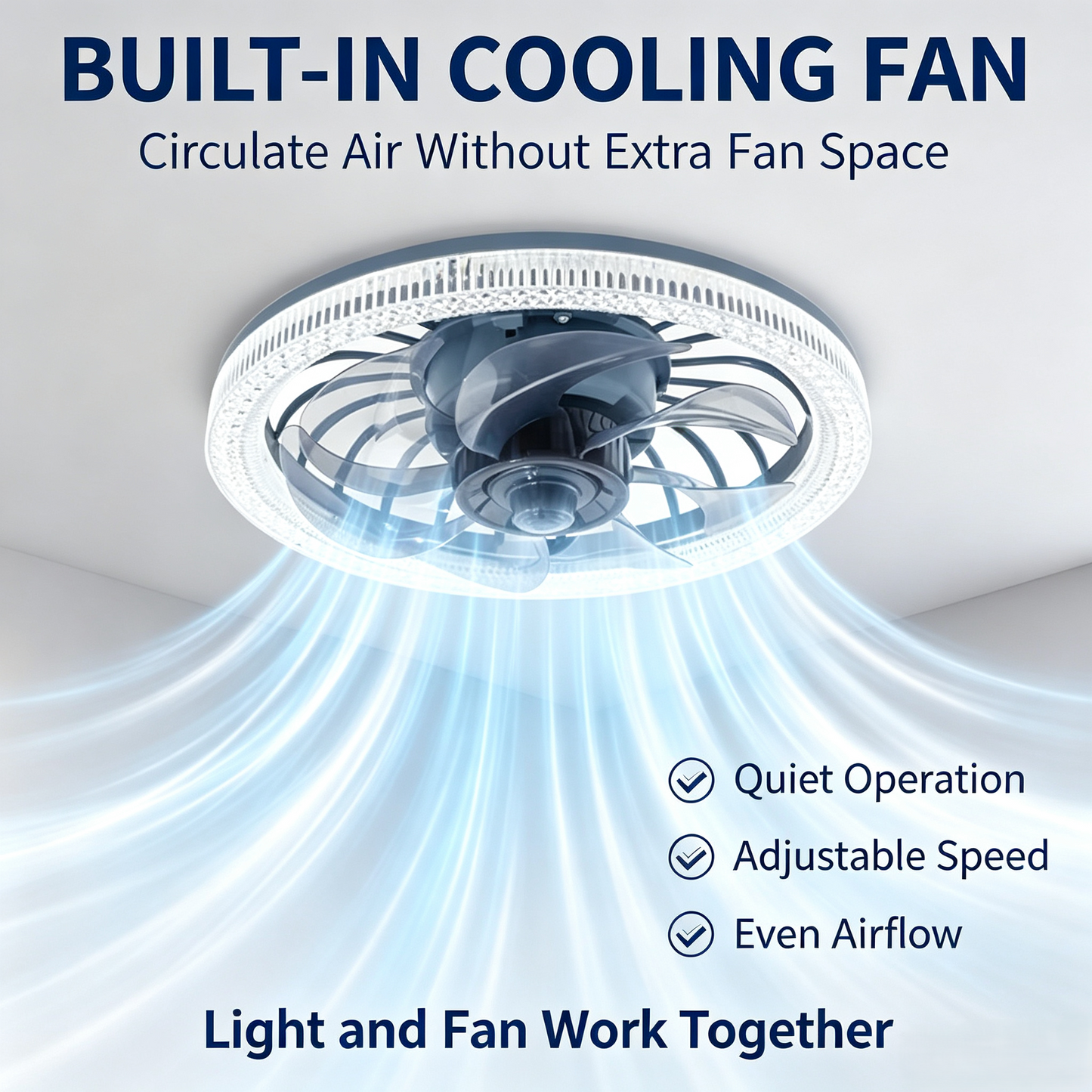 E27 Screw In Fan Light, 2 in 1 LED Ceiling Fan with Dimmable 3 Color Light, Quiet Remote Control Ventilation Fan Lamp