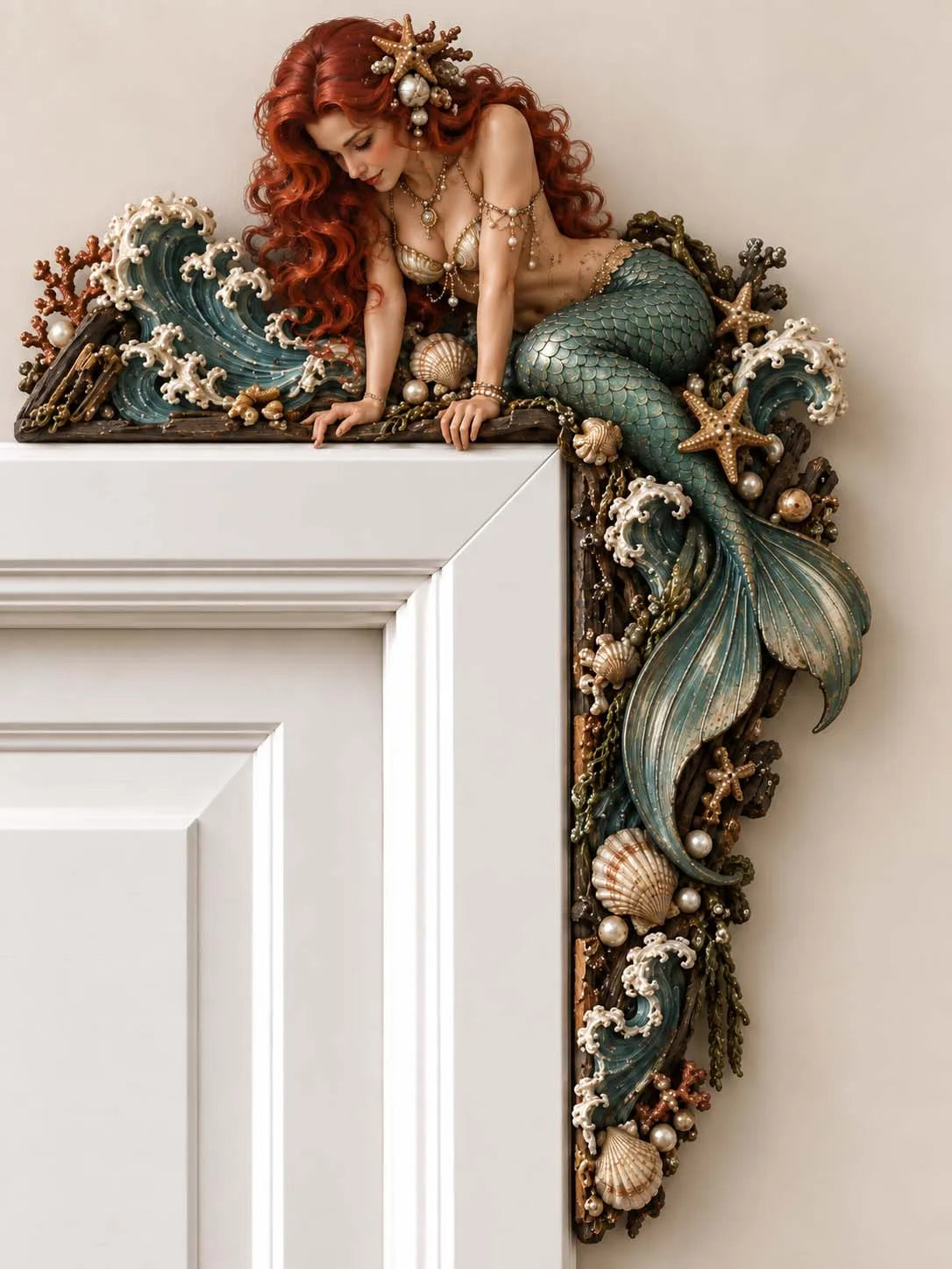 🧜♀️ 🐚🧜♀️ 🐚 Beautiful Mermaid Door Corner 🌊 Waves & Seashells Fantasy Wall Decor