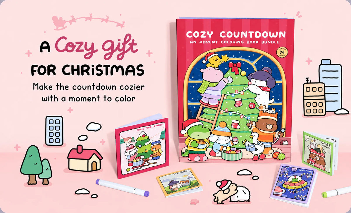 🎄LAST DAY 50% OFF - 🎁🎨 24-Day Christmas Countdown Mystery Box mini Coloring Book Set