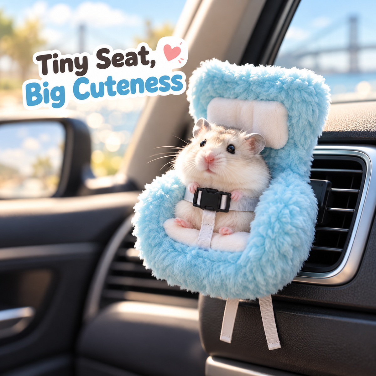 🐹 Plush Hamster Car Seat – Cute Vent-Mounted Mini Pet Chair