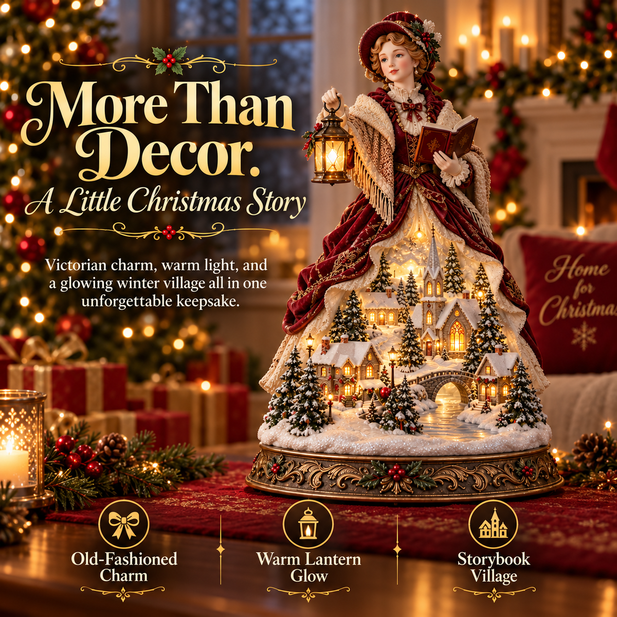 ❤️Last Day 49% OFF 🌹 Victorian Caroler Christmas Glow™ – Lighted Village Lady Tabletop Decor
