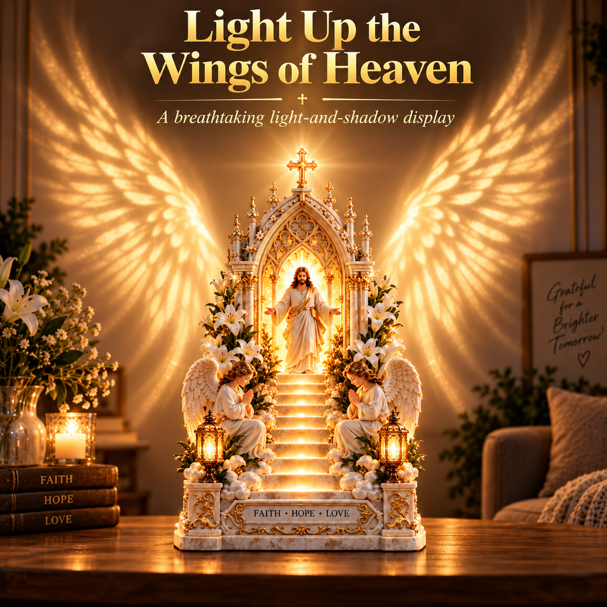 ✨ ✝️Heaven Opens™ – Step-by-Step Illuminated Jesus Stairway | Faith, Hope & Love