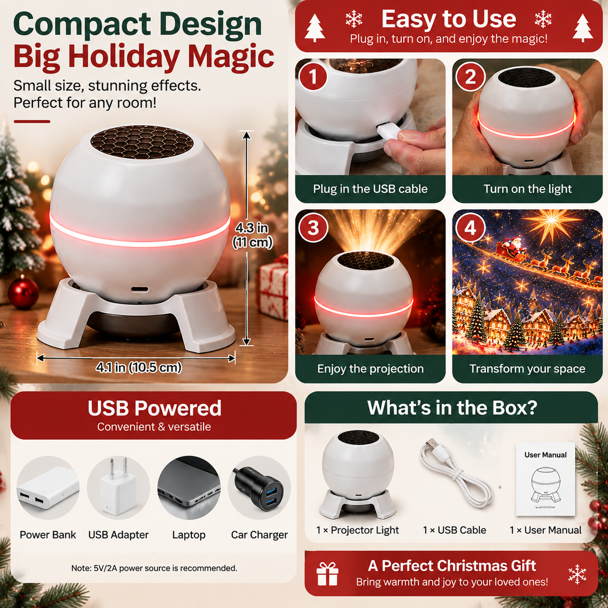 50% Off🎅 Christmas Magic Projection Light – Bring Holiday Scenes to Life