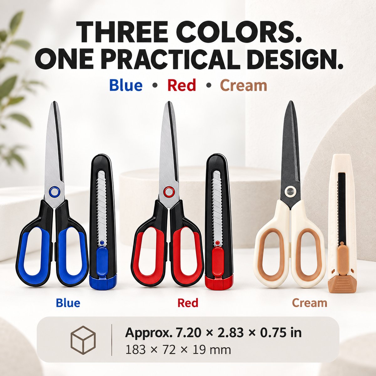 ✂️ 2-in-1 Anti-Adhesive Scissors & Box Cutter – Stainless Steel Multi Tool