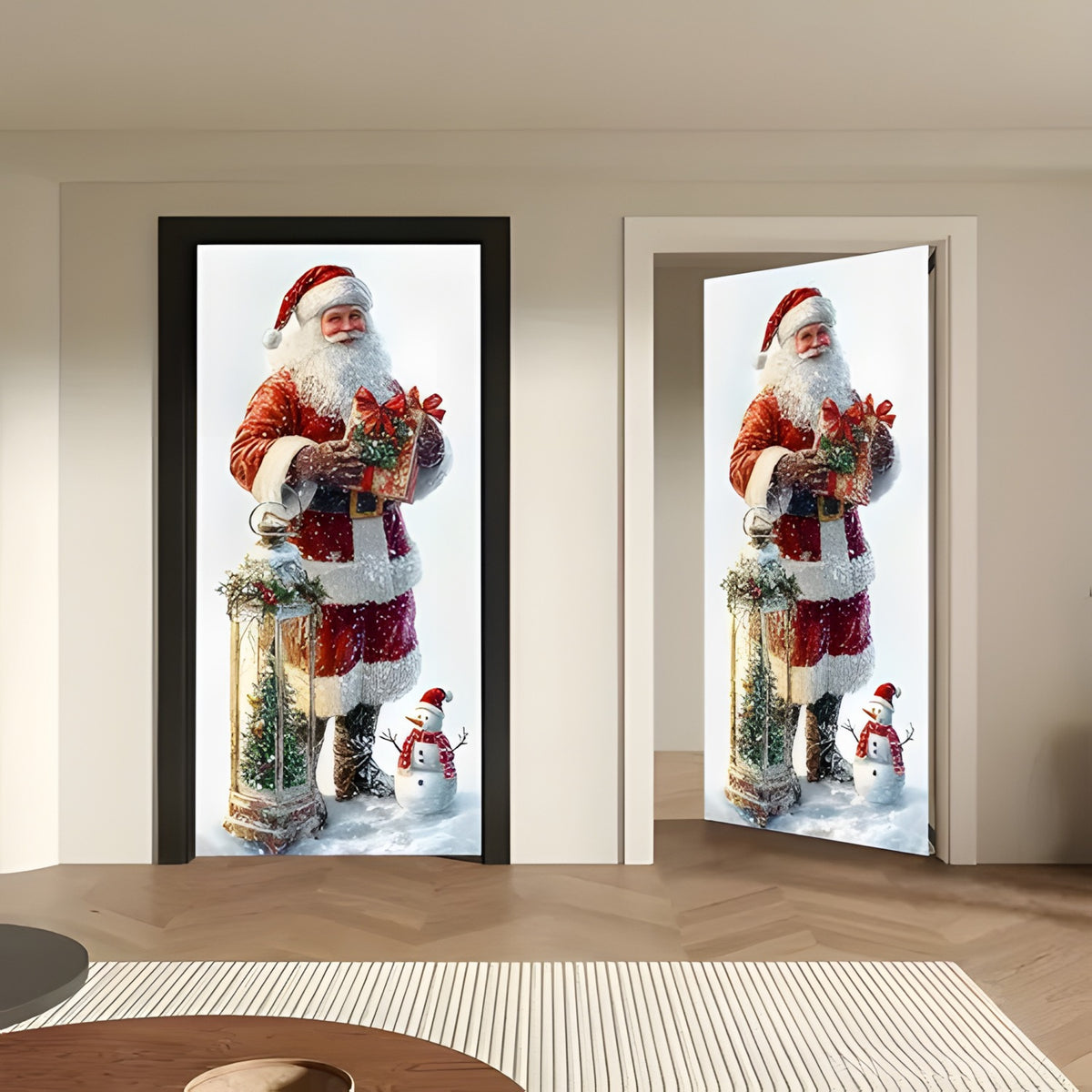 🎅 Santa & Reindeer Christmas Door Cover – Instant Holiday Door Makeover