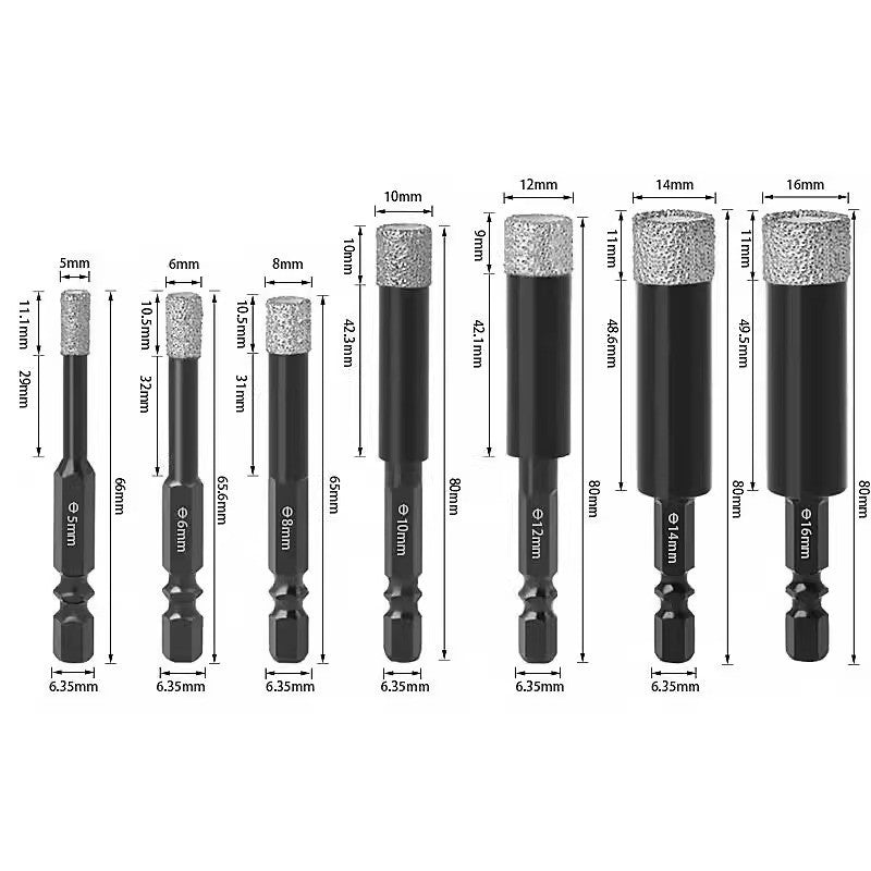 🔥49% OFF |Dry Diamond Drill Bit Set 🛠 Hex Shank Brazed Hole Saw for Tile, Glass & Granite