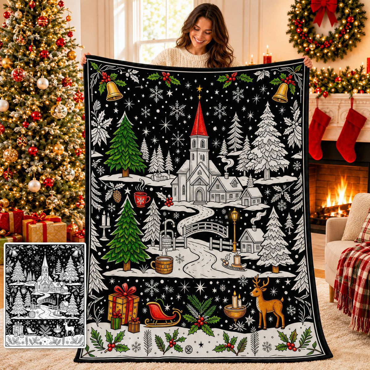 🎨DIY Christmas Coloring Blanket – Color-Your-Own Holiday Family Activity🎄