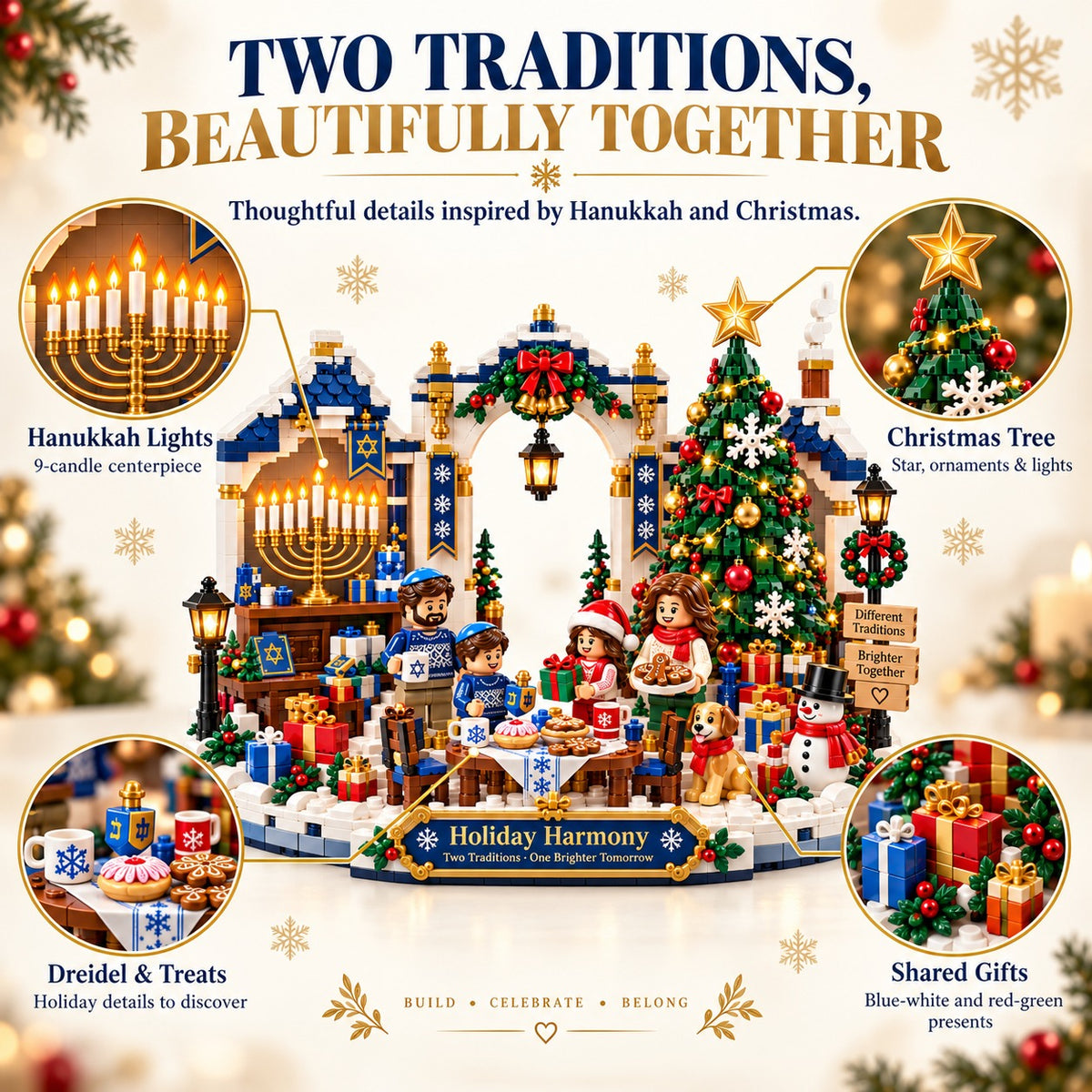 🎄🕎 Last Day 50% OFF 🔥 Holiday Harmony Christmas & Hanukkah Building Block Set