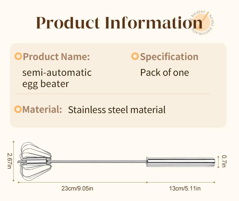 🥣Stainless Steel Hand-Push Rotary Whisk Food-Grade Rust-Resistant Kitchen Utensil