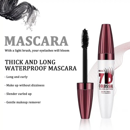 7D Waterproof Mascara - 24H Long Lasting Volume & Curl, Smudge-Proof Lift for Natural False Lash Look