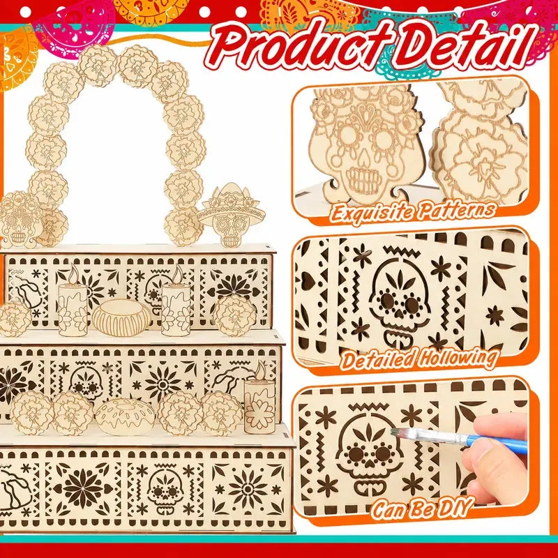 🔥🎃🏵️Day of the Dead Wooden Altar Display Set