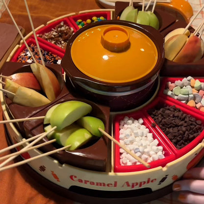 🍎 Rotating Caramel Apple Dipping Station – DIY Dessert Party Tray