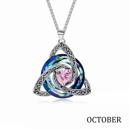 💎 12 Birthstone Celtic Knot Necklace for Women – Personalized Birth Month Jewelry Gift
