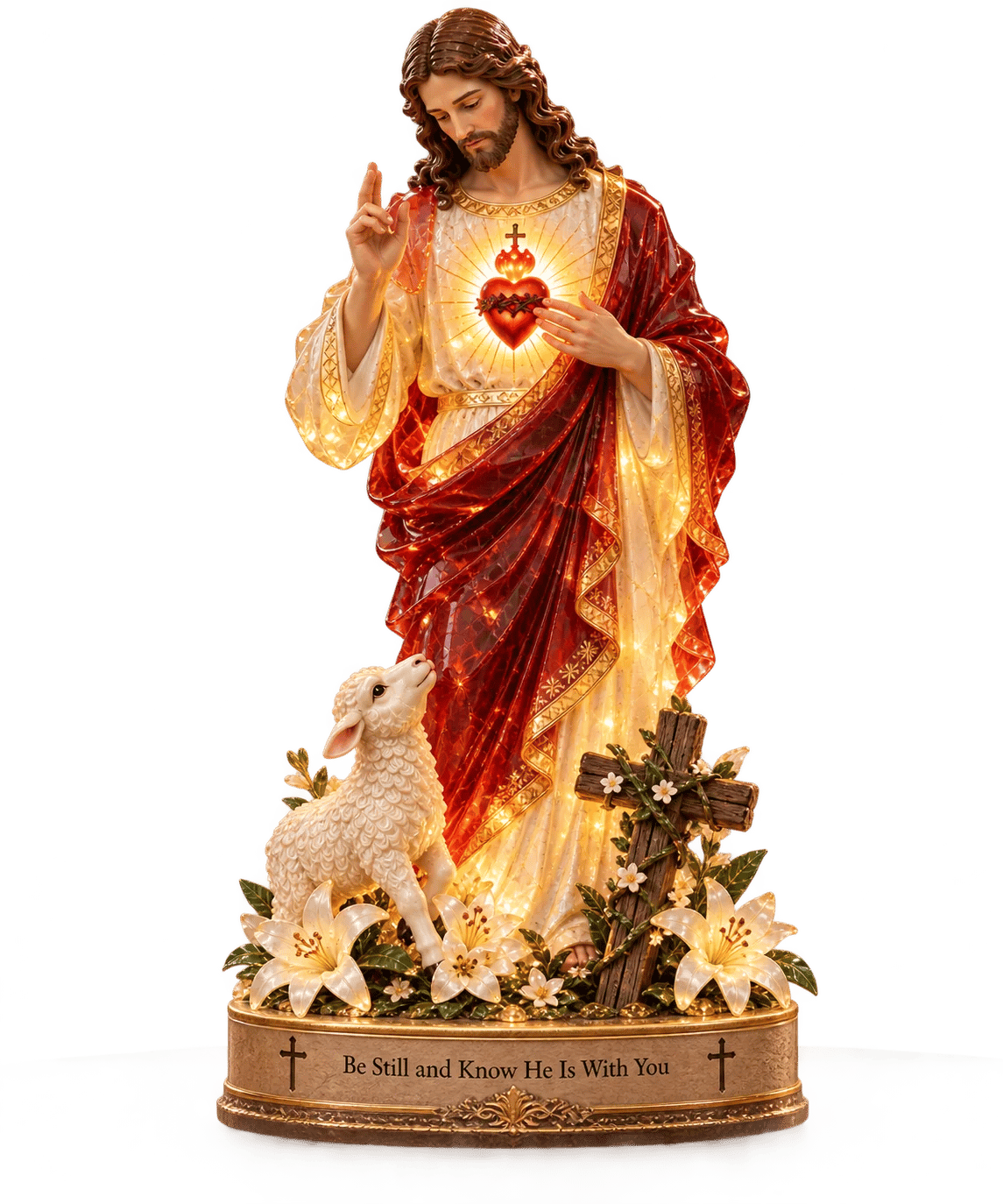 ✝️🔥 50K+ Sold! 👼 Jesus & Lamb Lighted Sea Glass Statue — A Beautiful Symbol of Faith（副本）
