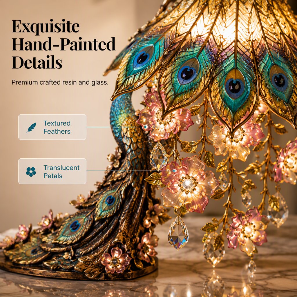 🦚 Peacock Goddess Table Lamp