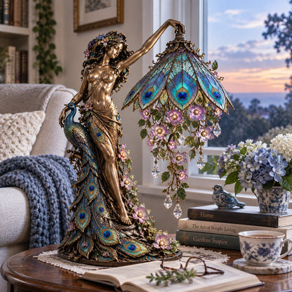 🦚 Peacock Goddess Table Lamp