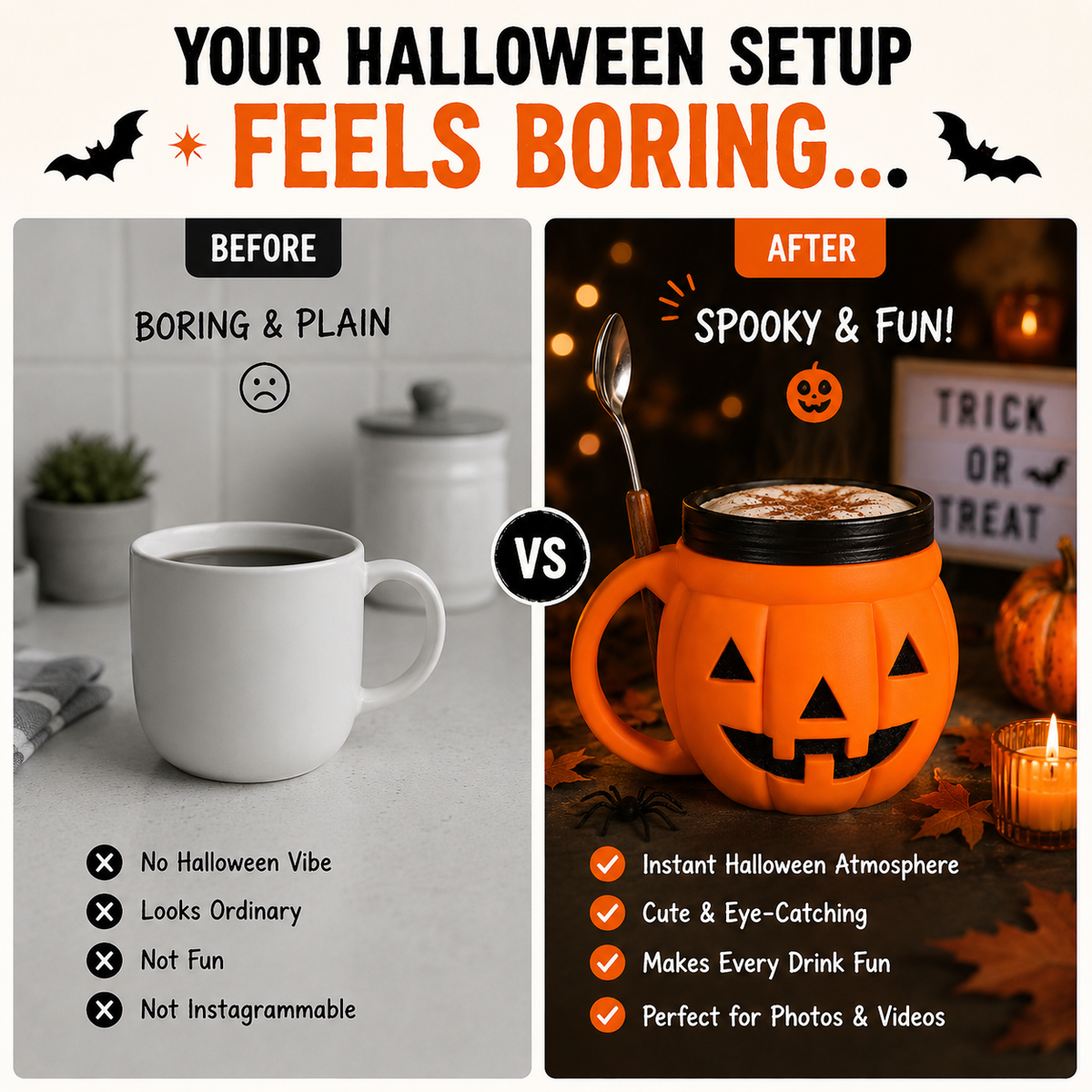 🎃 Pumpkin Ice Cream Holder – Cute Halloween Dessert Cup | Limited Edition Seasonal Mug