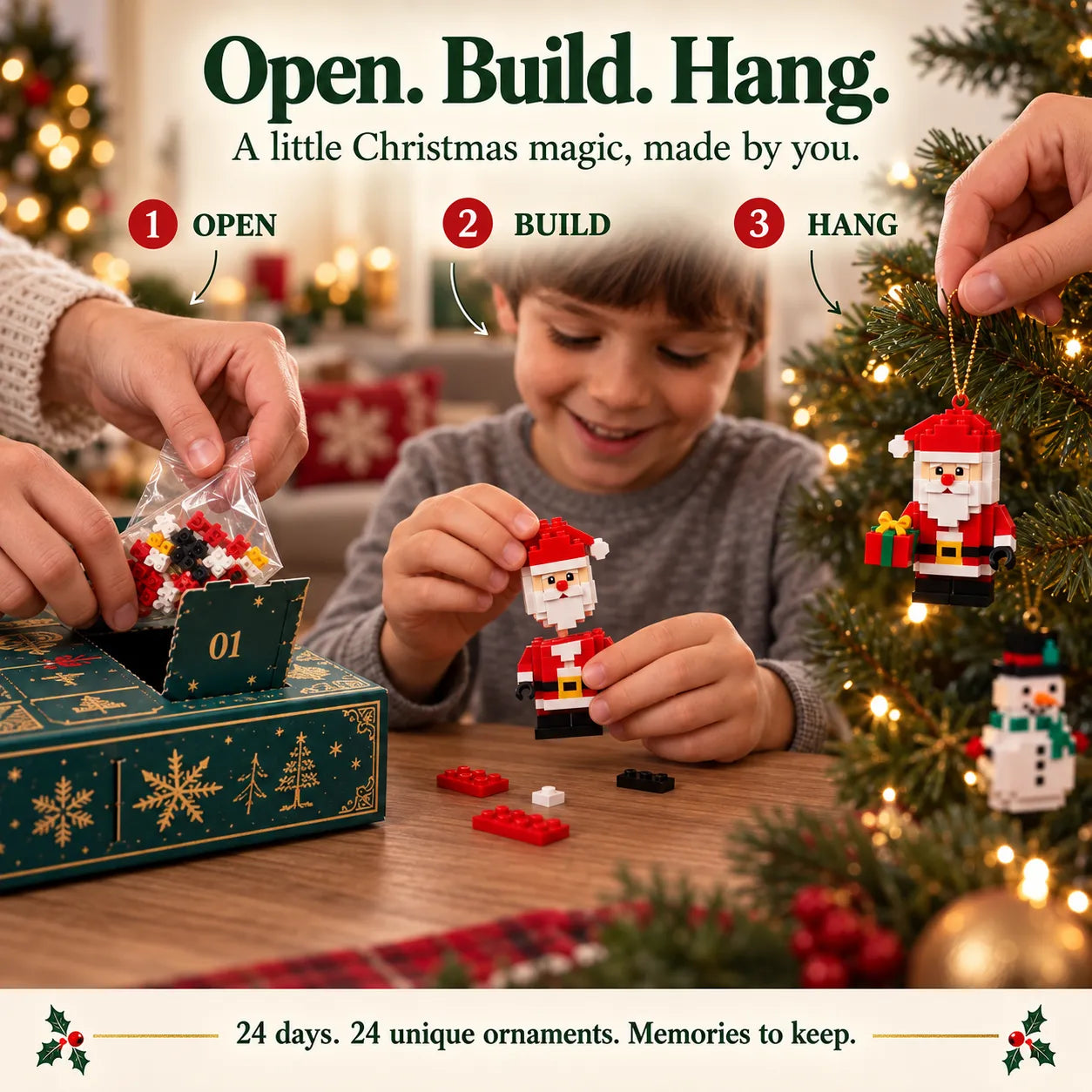 ⏳ Last Day 49% OFF – 🎄24-Day Mini Christmas Brick Ornament Advent Calendar