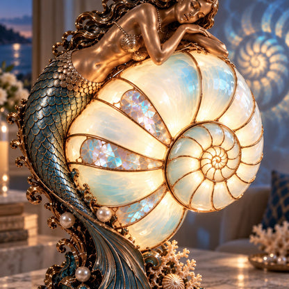 🧜‍♀️ Moon-Tide Mermaid Nautilus Lamp