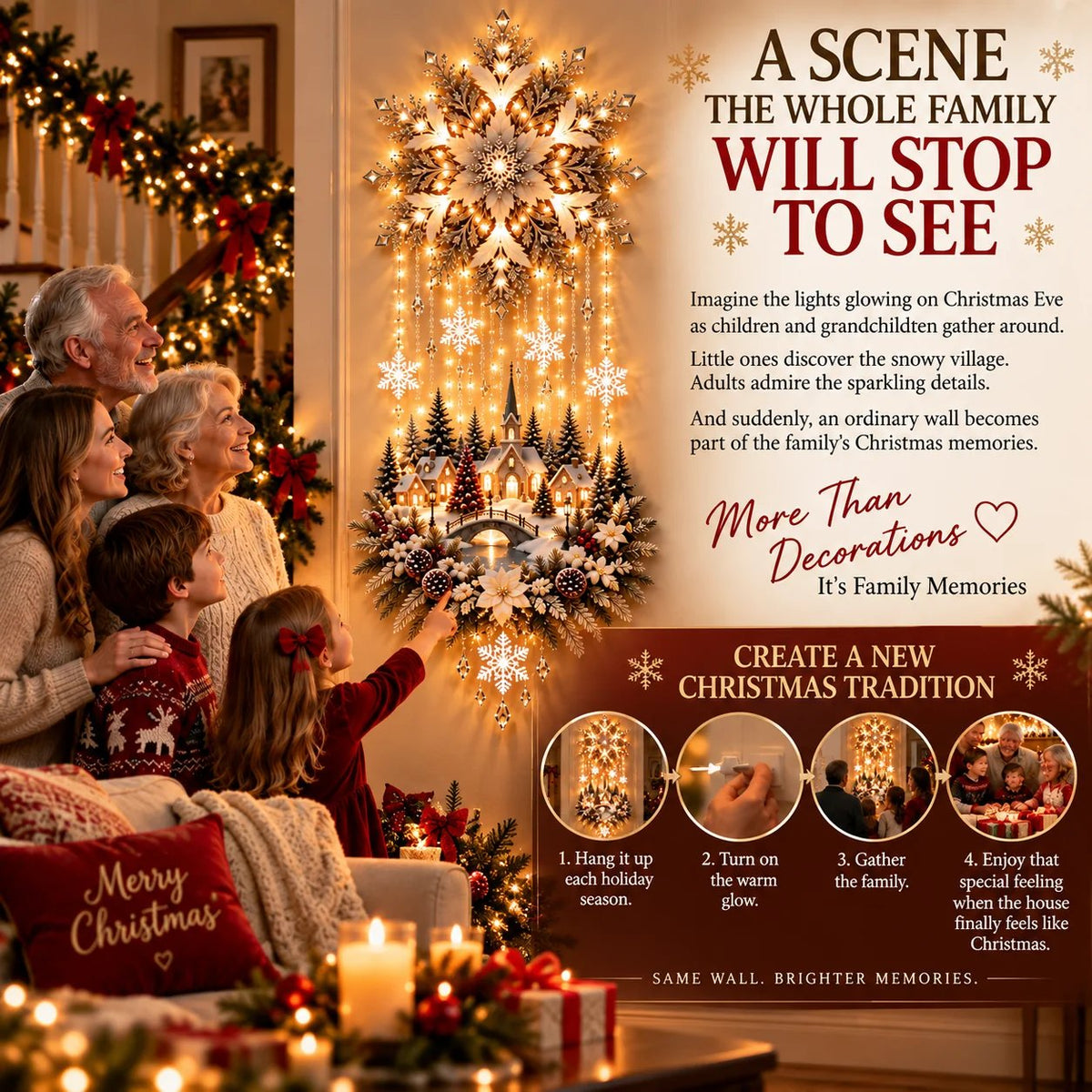 🔥Christmas Snowflake Village Lighted Wall Decor