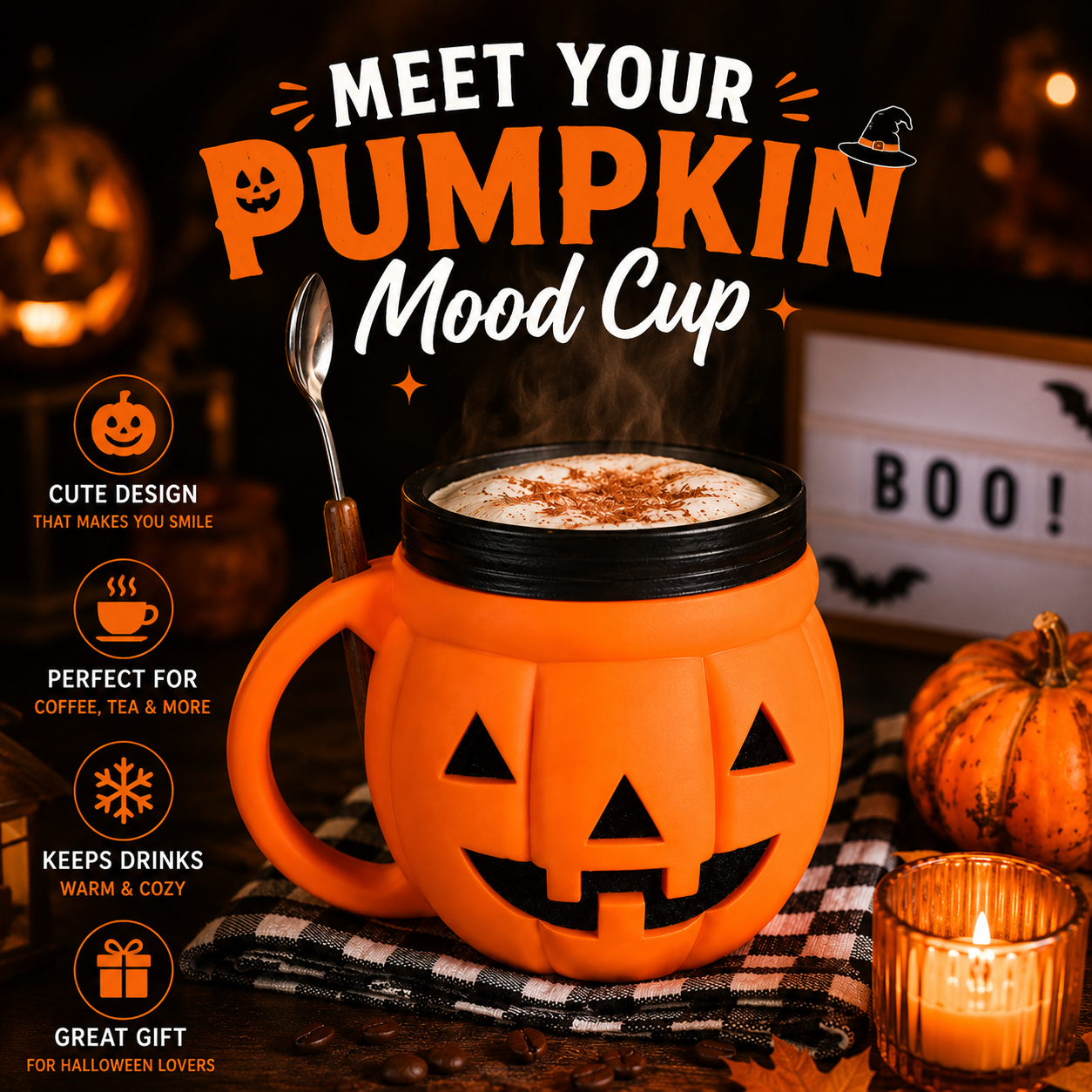 🎃 Pumpkin Ice Cream Holder – Cute Halloween Dessert Cup | Limited Edition Seasonal Mug