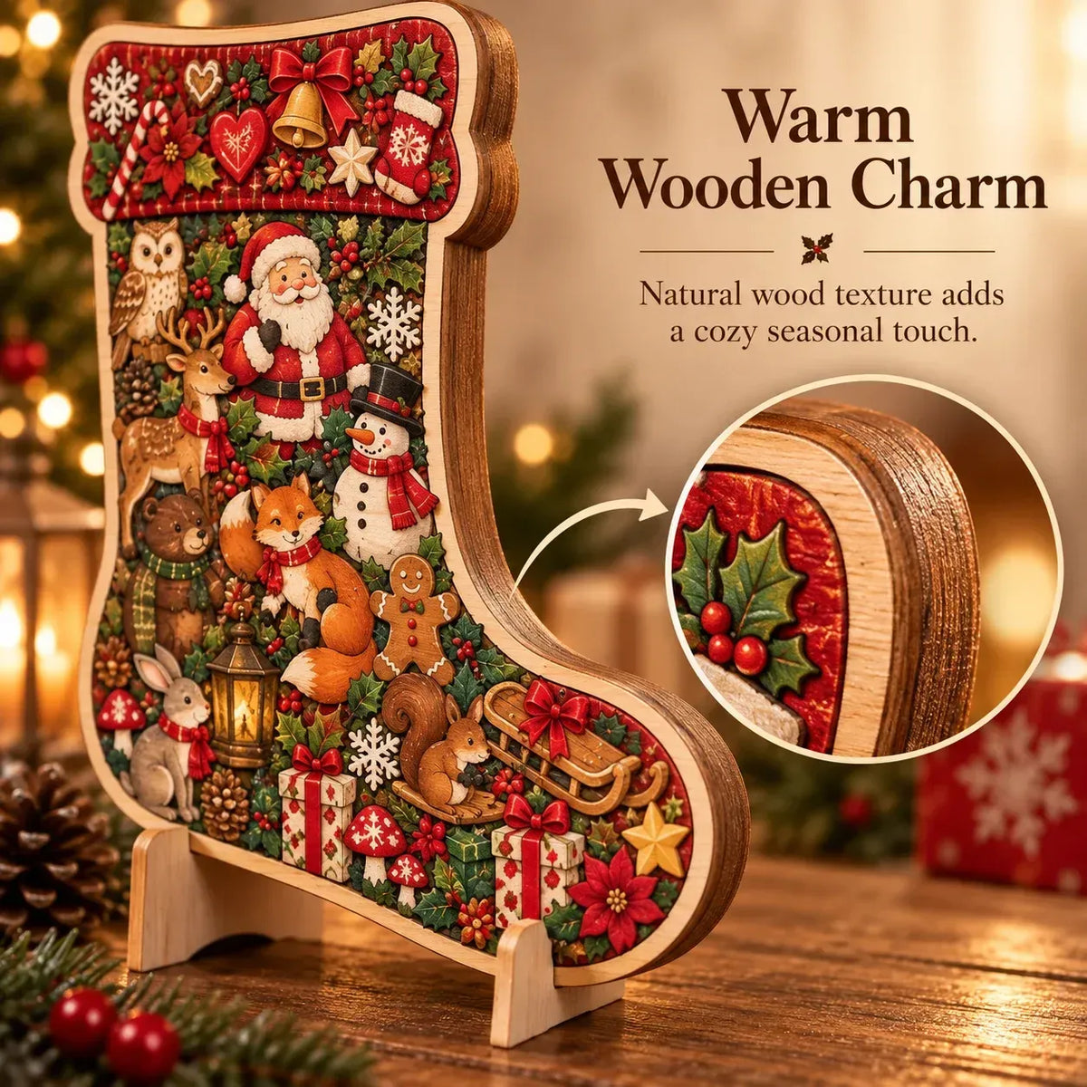 🎄🧩 Wooden Christmas Puzzle Set with Stand – 9 Festive Designs to Build & Display