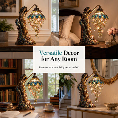🦚 Peacock Goddess Table Lamp