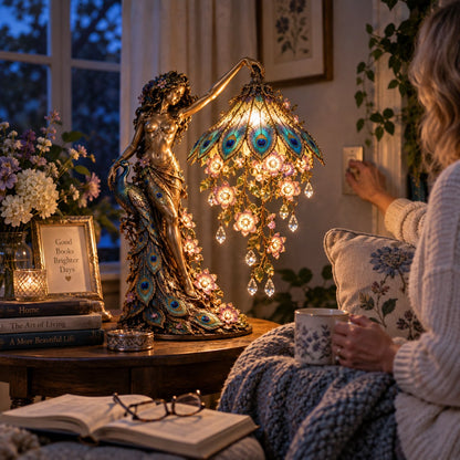 🦚 Peacock Goddess Table Lamp