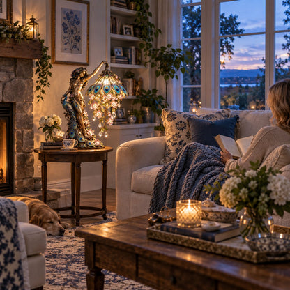 🦚 Peacock Goddess Table Lamp
