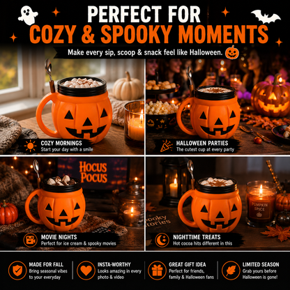 🎃 Pumpkin Ice Cream Holder – Cute Halloween Dessert Cup | Limited Edition Seasonal Mug