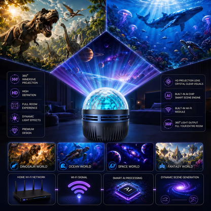 ⏰ LAST DAY 50% OFF 🦖360° Smart Holographic Starry Sky Projector (HD Smart Dynamic 5D)