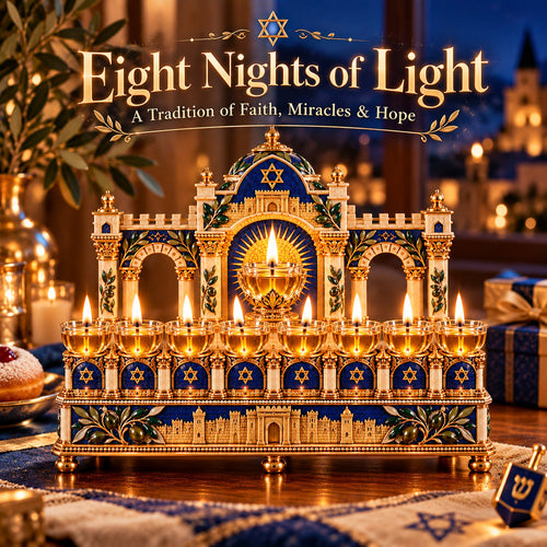 🕎 8-Night Hanukkah Oil Lamp Centerpiece – Traditional Menorah-Inspired Holiday Decor