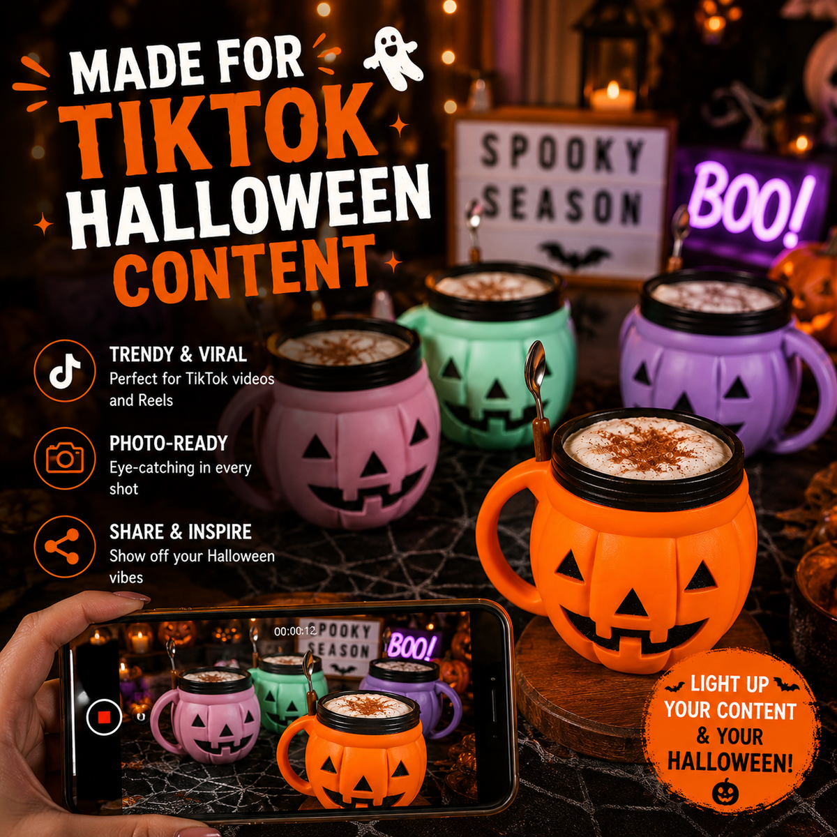 🎃 Pumpkin Ice Cream Holder – Cute Halloween Dessert Cup | Limited Edition Seasonal Mug