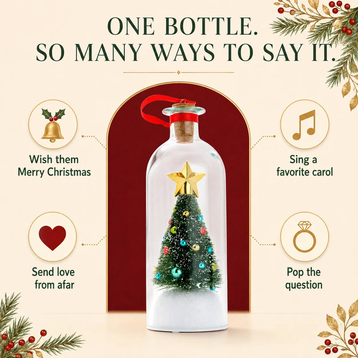 Talking Christmas Tree Ornament – Record & Replay a Voice Message, Reusable Keepsake