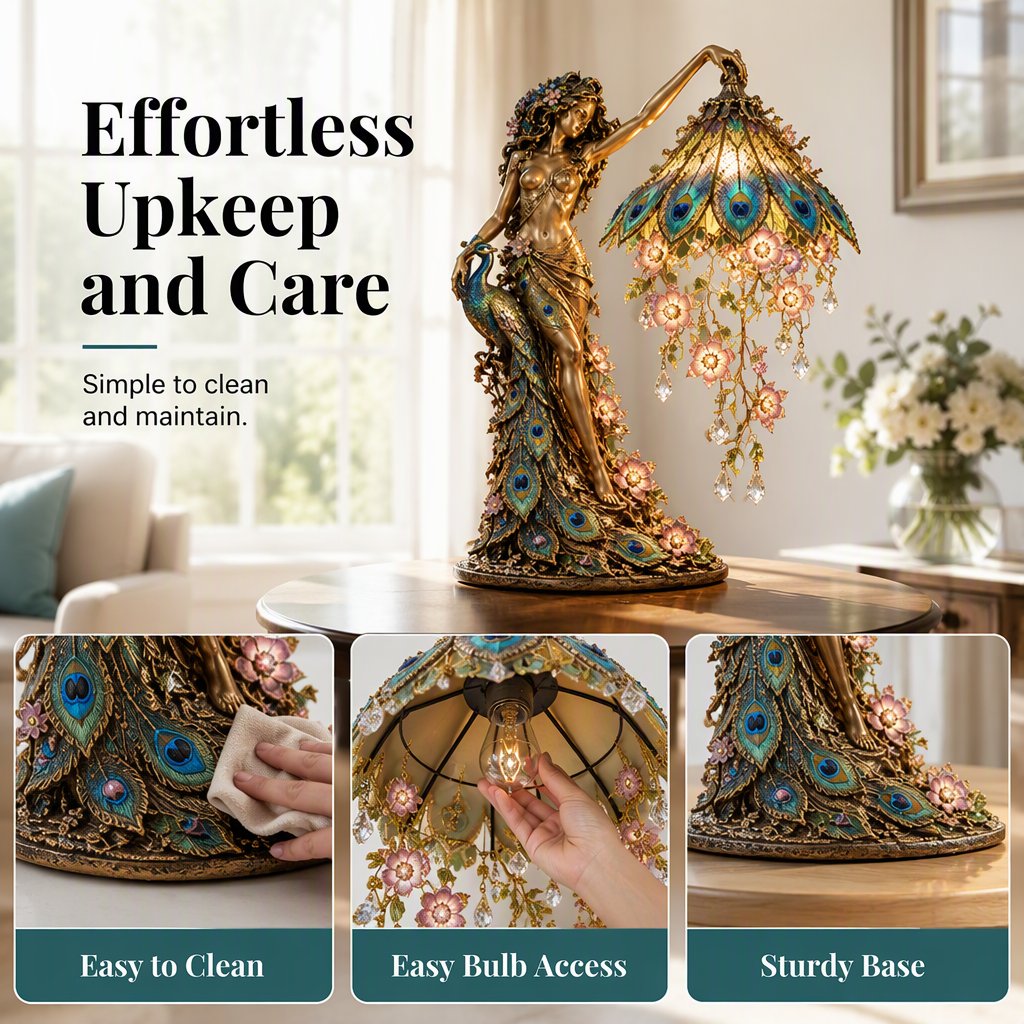 🦚 Peacock Goddess Table Lamp