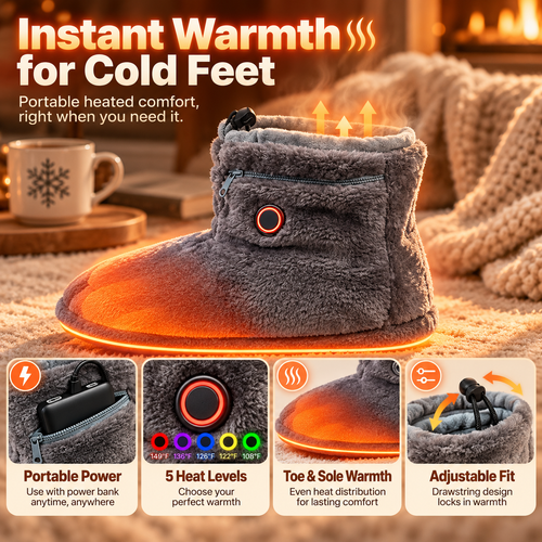 🔥 Heated Plush Slipper Boots – Cozy Warm Indoor Winter Slippers