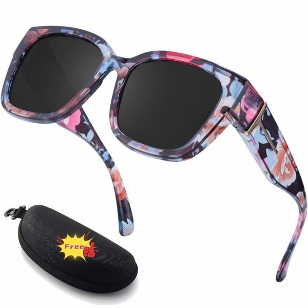 🕶️ Polarized Fit Over Sunglasses for Women – UV400 Protection Floral Frame Wear Over Prescription Glasses