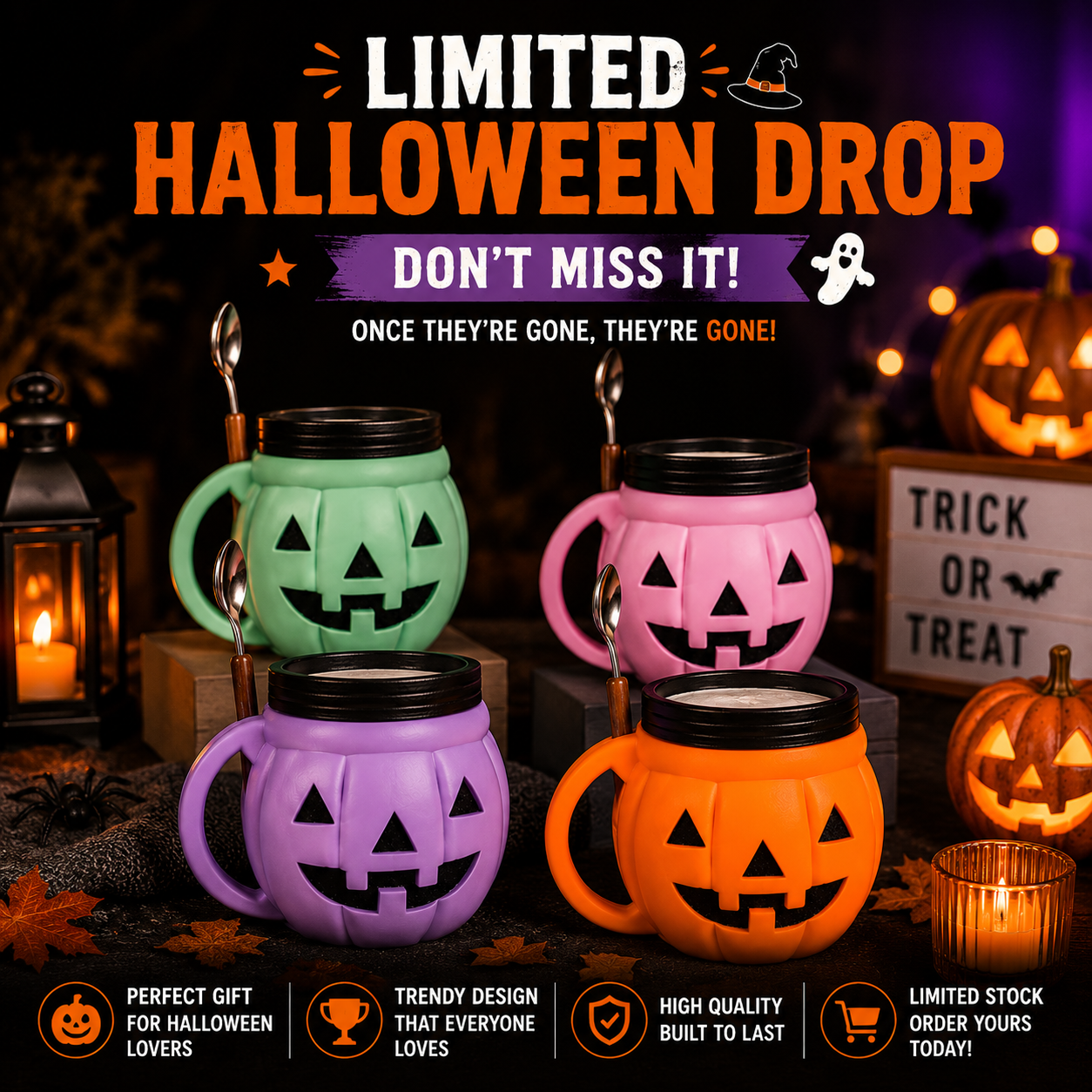 🎃 Pumpkin Ice Cream Holder – Cute Halloween Dessert Cup | Limited Edition Seasonal Mug