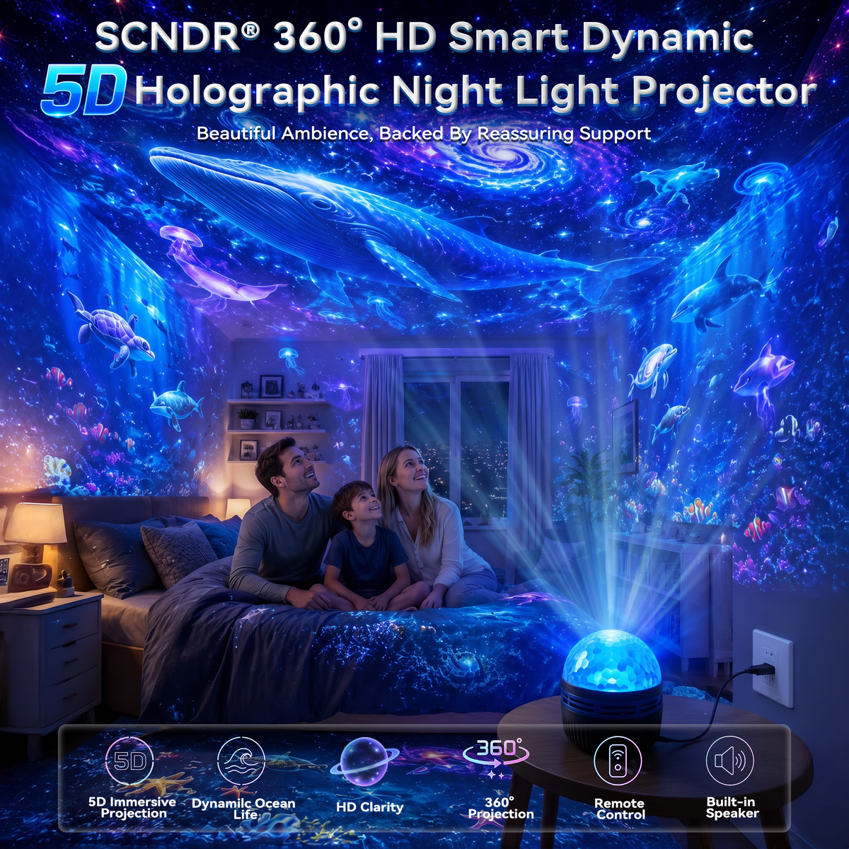 🎀360° Smart Holographic Starry Sky Projector (HD Smart Dynamic 5D)