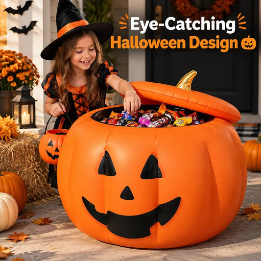 🎁🎃Inflatable Halloween Pumpkin Bucket – Candy Holder & Party Decor