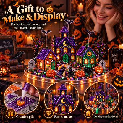 🎃 3D DIY Halloween Village Diamond Art Kit – Spooky Miniature Craft & Holiday Decor