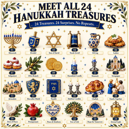 🕎24 Treasures of Hanukkah – Traditions, Symbols & Light Countdown Calendar