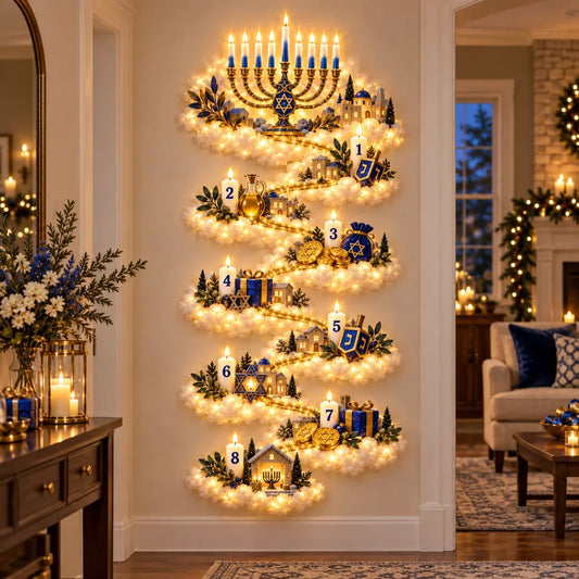 🕎 Hanukkah Festival of Lights Wall Decor Collection – 4 Glowing Designs Celebrating Eight Nights of Light ✨