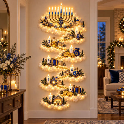 🔥🏘🕎 Hanukkah Festival of Lights Wall Decor Collection – 4 Glowing Designs Celebrating Eight Nights of Light ✨