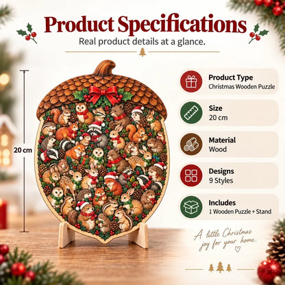 🎄🧩 Wooden Christmas Puzzle Set with Stand – 9 Festive Designs to Build & Display